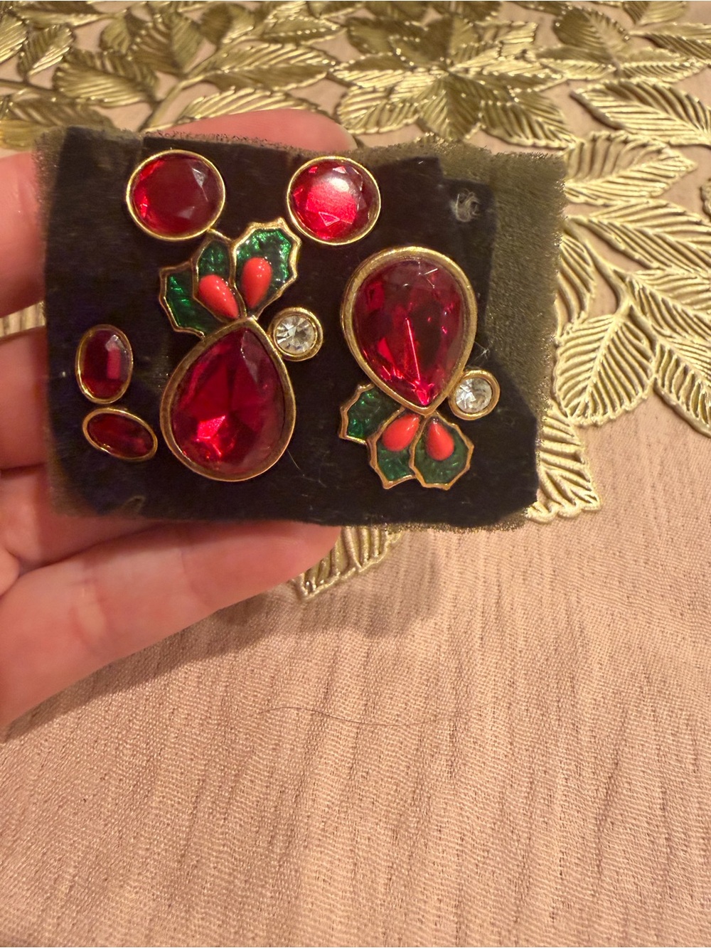 Avon Red Teardrop Holiday Earrings and Stud Set 3 pairs